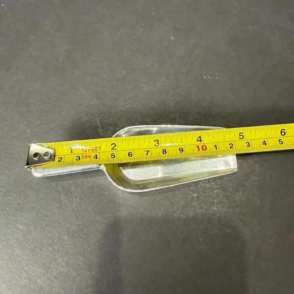 Set of 2 Vintage Metal Flat Bottom Kitchen Scoops, 5 and 6 Inches Long